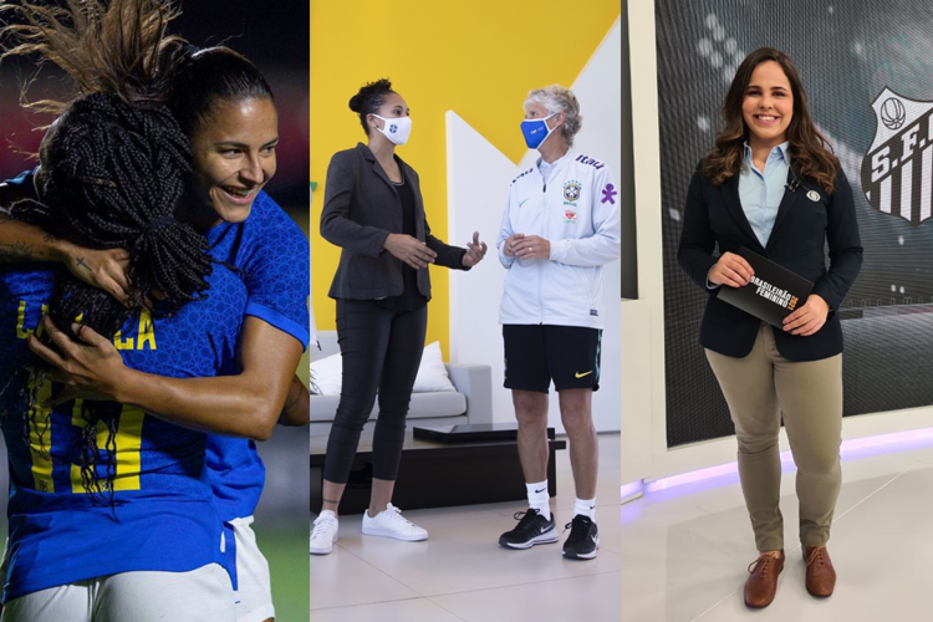 Mulheres têm ganhado maior espaço dentro e fora de campo, mas ainda há muito caminho a ser percorrido.  (Foto: Lucas Figueiredo/CBF, Thais Magalhães/CBF e Arquivo Pessoal)