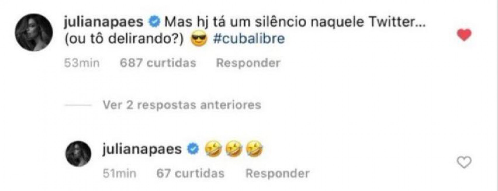 Juliana Paes alfineta esquerda sobre posicionamento a respeito do regime cubano. Juliana Paes alfineta esquerda sobre posicionamento a respeito do regime cubano.