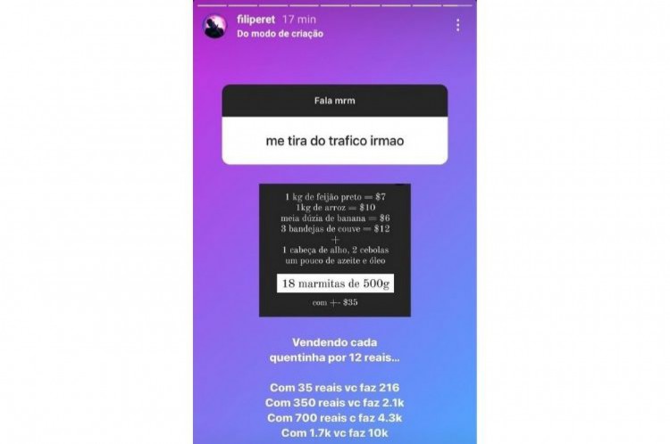 A publica&ccedil;&atilde;o nos "stories" foi apagada pelo artista