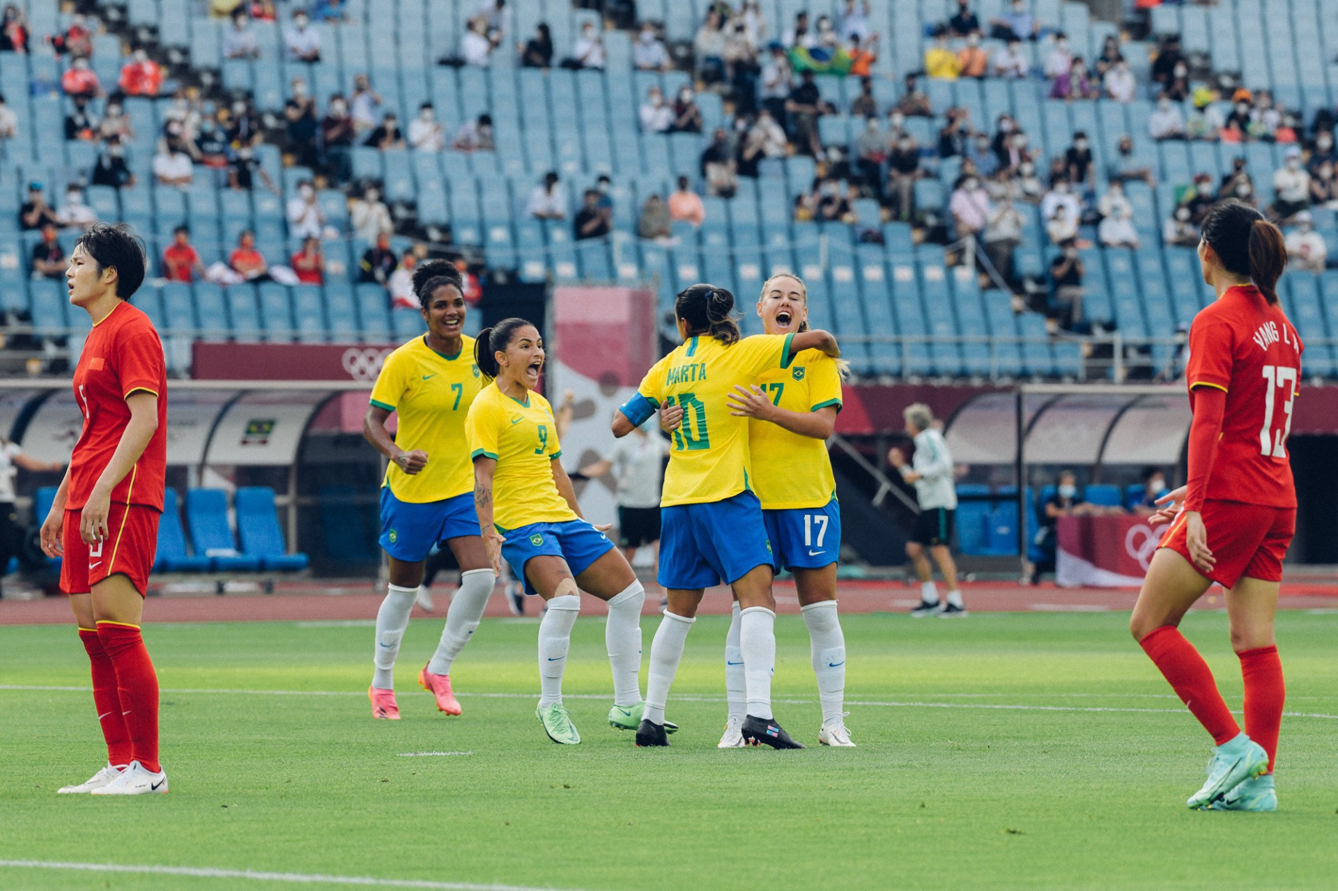 Futebol Feminino do Brasil inicia campanha dos Jogos Olímpicos com goleada diante da China.  (Foto: Sam Robles/CBF)
