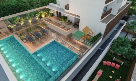 Vista geral da área de lazer do J.Smart Guararapes 