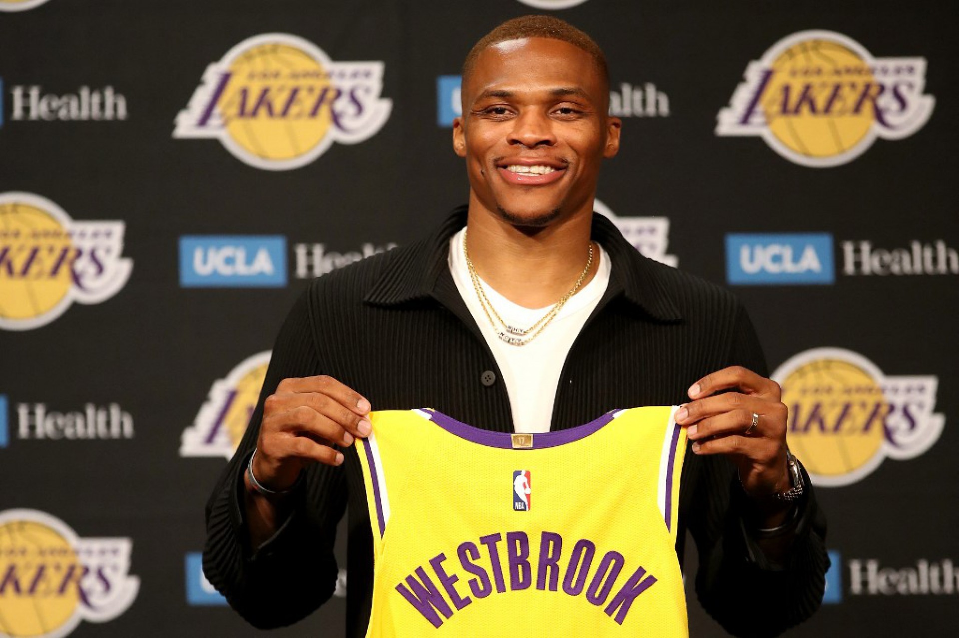 Russell Westbrook é novidade no já forte time do Los Angeles Lakers, que conta com Lebron James e Anthony Davis (Foto: Katelyn Mulcahy / Getty Images via AFP)