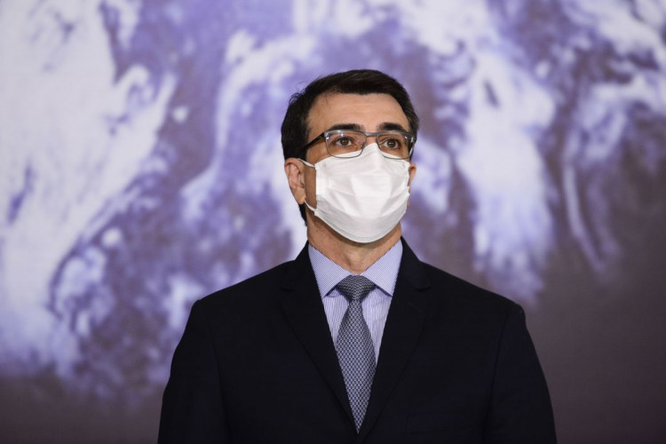 O ministro de Relações Exteriores, Carlos França, durante cerimônia de assinatura de acordo com os EUA para participar do Programa Lunar Nasa Artemis.