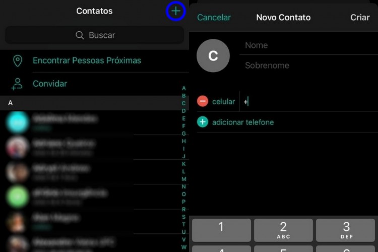 Veja como adicionar um novo contato no Telegram utilizando um dispositivo iOS