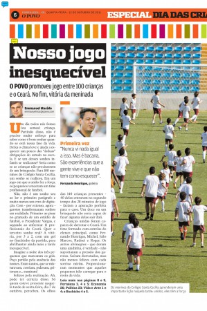 Capa do caderno de esportes do O POVO em 12 de outubro de 2011