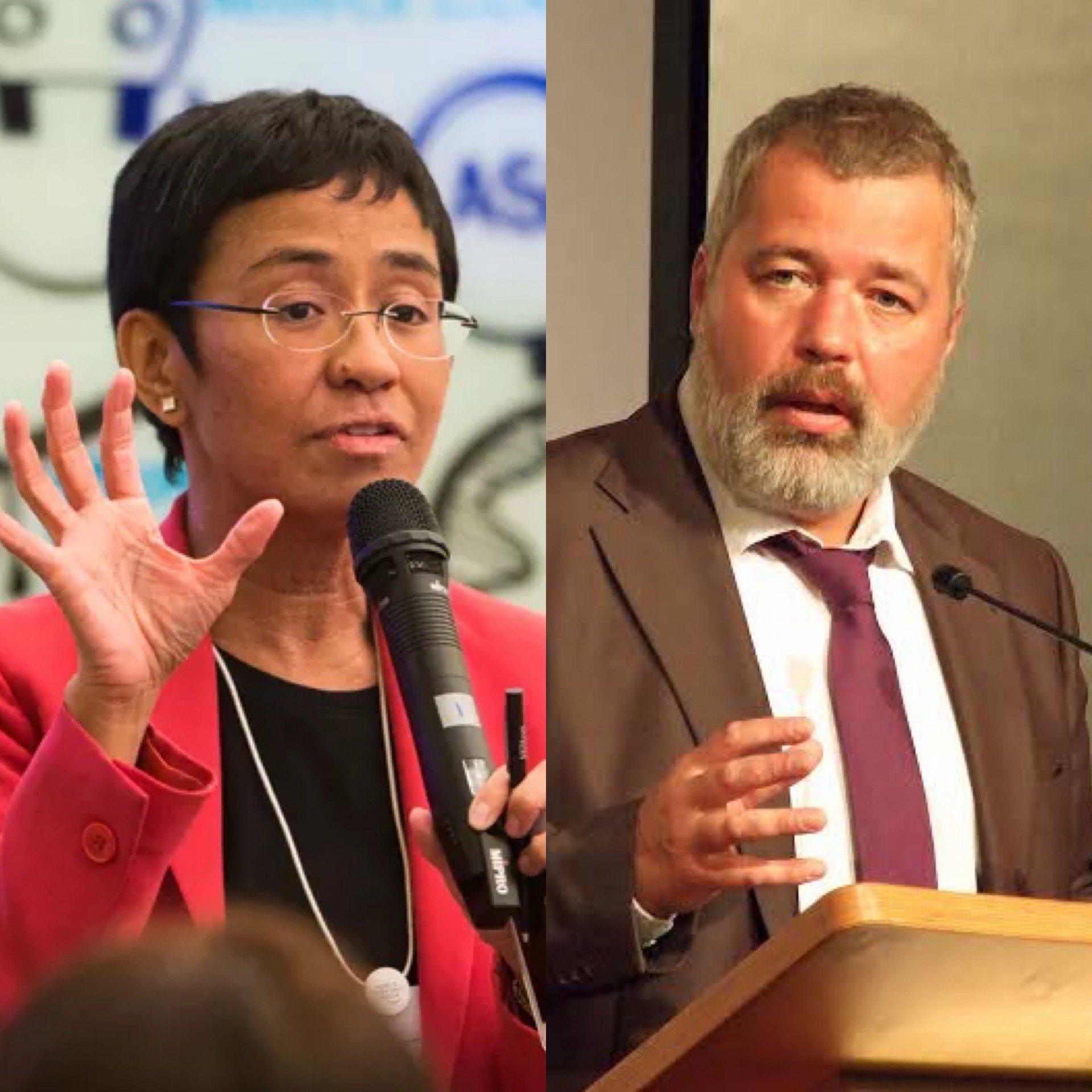 Os jornalistas Maria Ressa, das Filipinas, e Dmitry Andreyevich Muratov, da Rússia, ganharam o prêmio Nobel da Paz 2021 "pelo esforço para proteger a liberdade de expressão" (Foto: Reprodução)