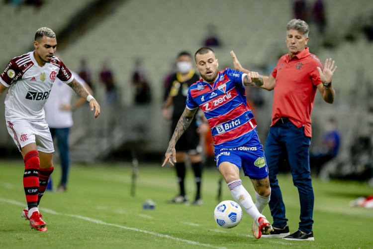 FORTALEZA, CE, BRASIL, 09-10.2021: Lucas Lima. Fortaleza x Flamengo, na Arena Castelão pelo Campeonato Brasileiro. em epoca de COVID-19. (Foto:Aurelio Alves/ Jornal O POVO)