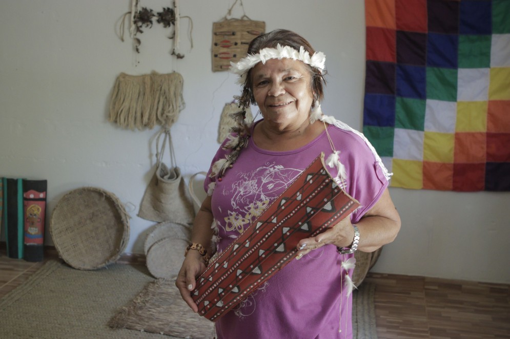 Raimunda Gomes Marinho, a tia Ray é uma liderança do povo kalabaça, no município cearense de Poranga(Foto: FCO FONTENELE)