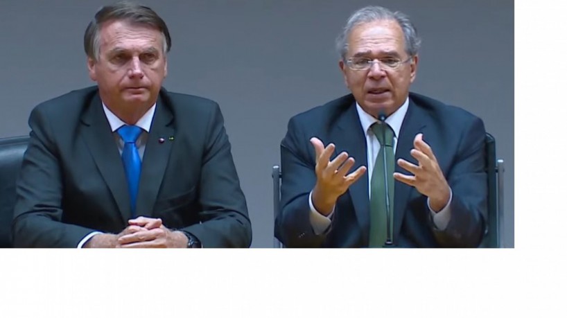 Presidente Jair Bolsonaro e ministro Paulo Guedes fizeram pronunciamento buscando acalmar o mercado financeiro(foto: Reprodução internet)