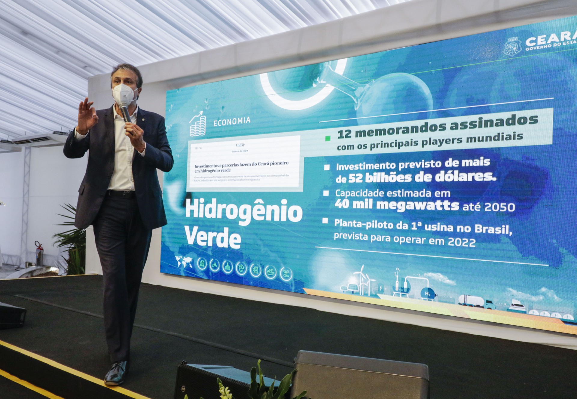 ￼Na Fiec, governador Camilo apontou como prioritário os projetos de hidrogênio verde    (Foto: Thais Mesquita)