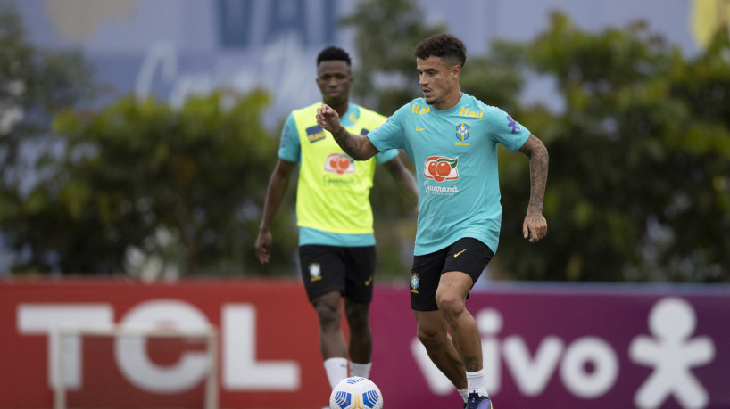 09/11/21 - Felipe Coutinho no treino da Seleção Brasileira no CT do Corinthians. Lucas Figueiredo/CBF