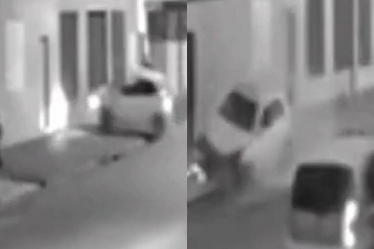 Carro desgovernado quase atropela pedestre em Goiânia