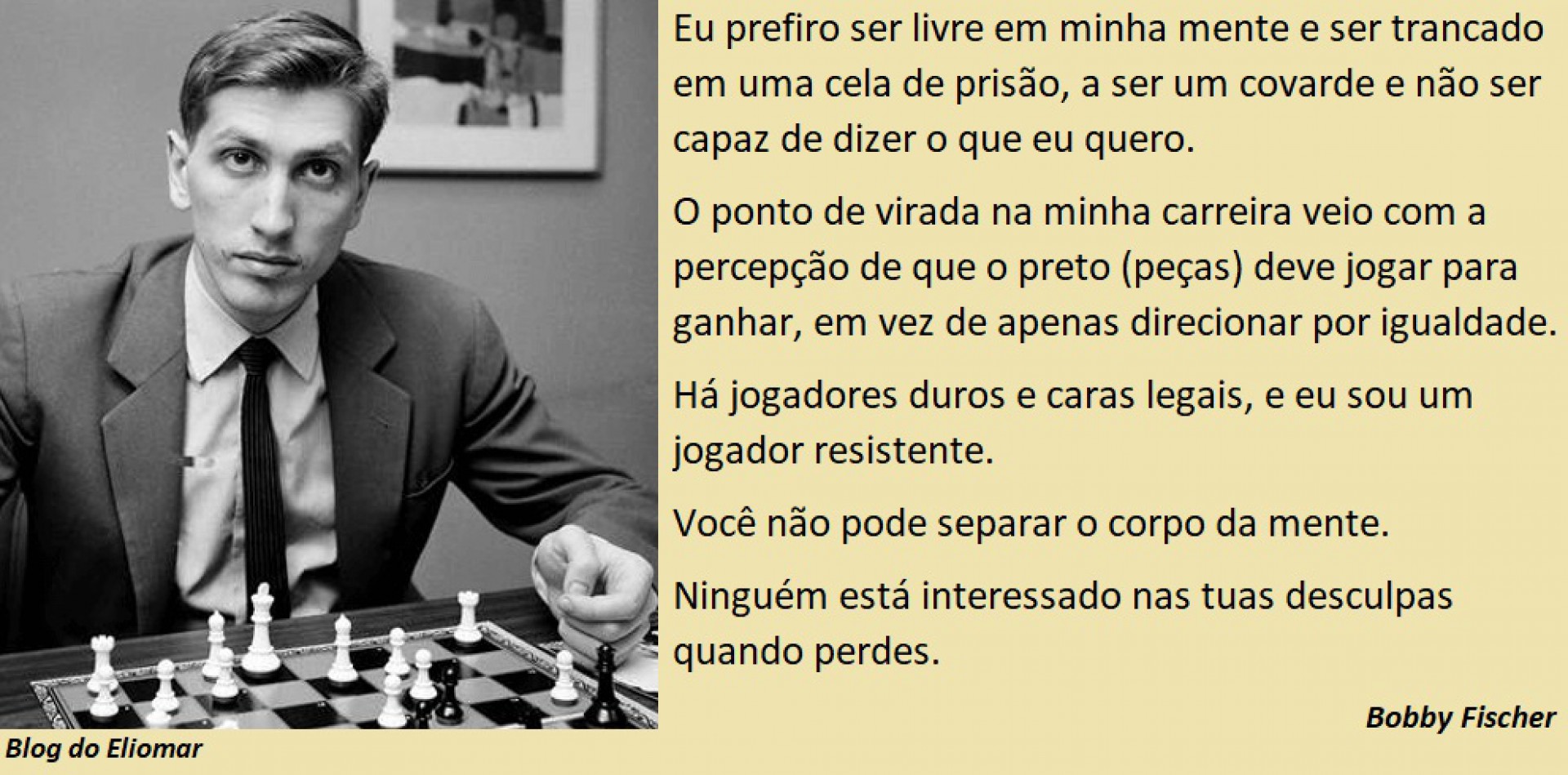 Há 79 anos nascia o campeão mundial de xadrez Bob Fischer, eliomar-de-lima