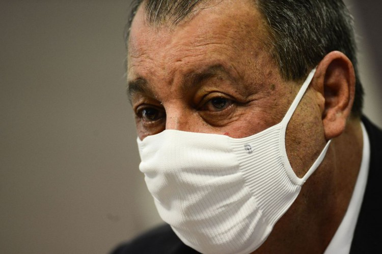 O senador Omar Aziz durante reunião da CPI da Pandemia para ouvir a secretária de Gestão do Trabalho e da Educação na Saúde do Ministério da Saúde, Mayra Pinheiro.