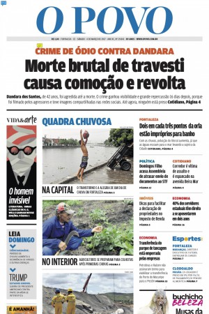 Capa do O POVO de 4 de março de 2017 aborda o assassinato de Dandara dos Santos(Foto: O POVO.doc)