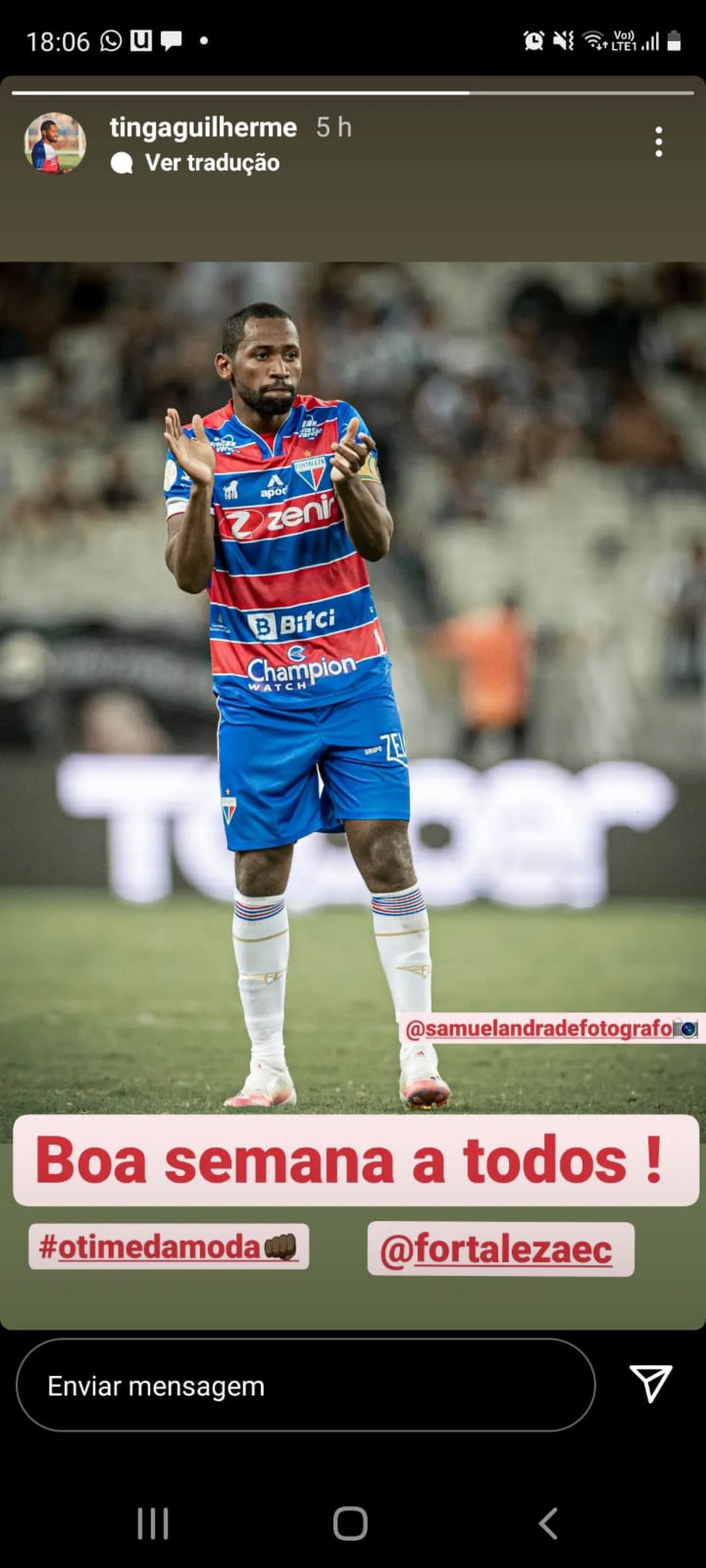 Tinga respondeu provocação do técnico Tiago Nunes em postagem no Instagram