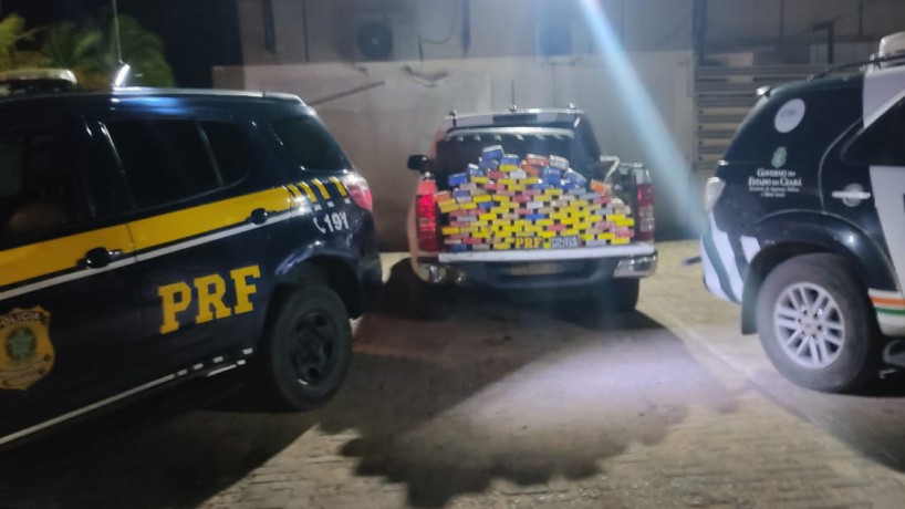 Mais de uma centena de tabletes de pasta base e de cocaína foram apreendidos pela polícia em Viçosa do Ceará(foto: Divulgação/ Polícia Rodoviária Federal)