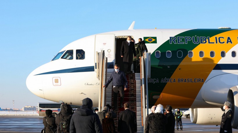 Bolsonaro na chegada à Rússia(foto: Valdenio Vieira/PR)