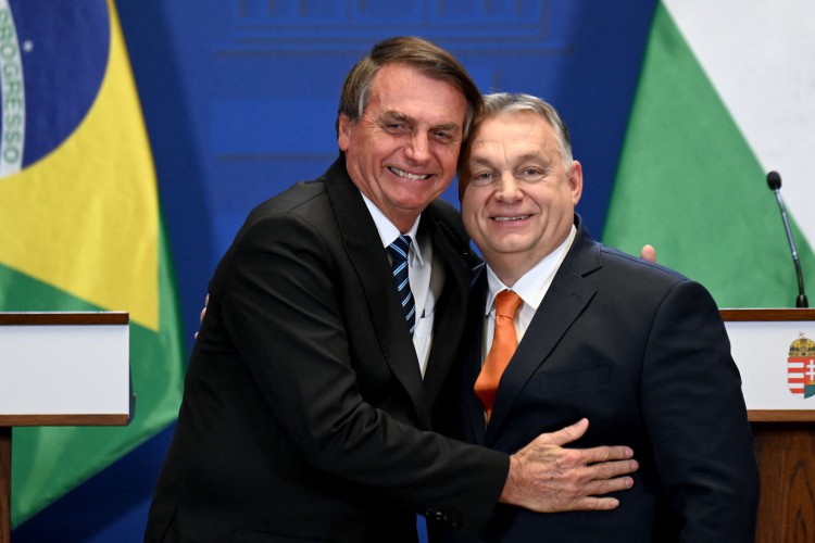 Bolsonaro durante encontro com o primeiro-ministro da Hungria Viktor Orban
