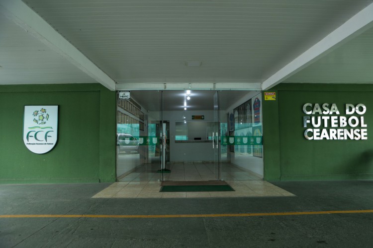 Pacajus, Ce, BR 11.03.22 Julgamento do time do Crato e futuro do Campeonato Cearense no Tribunal de Justiça Desportiva. Na foto, Fachada da Federação Cearence de Futebol(Fco Fontenele /O POVO)