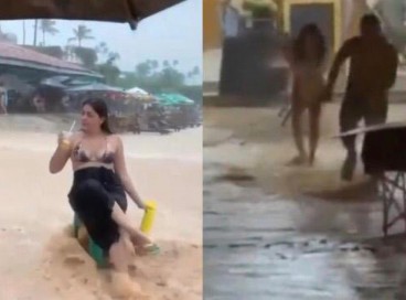 Vídeos registrados por turistas durante a chuva viralizaram nas redes sociais. 