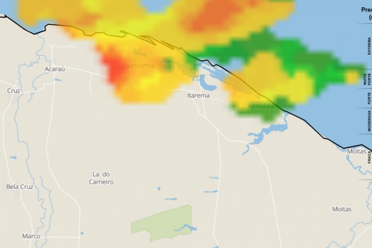 Acaraú e Itarema, no Litoral Norte, foram os municípios com mais chuvas na madrugada desta terça-feira, 26; restante do Ceará teve apenas focos isolados de precipitação