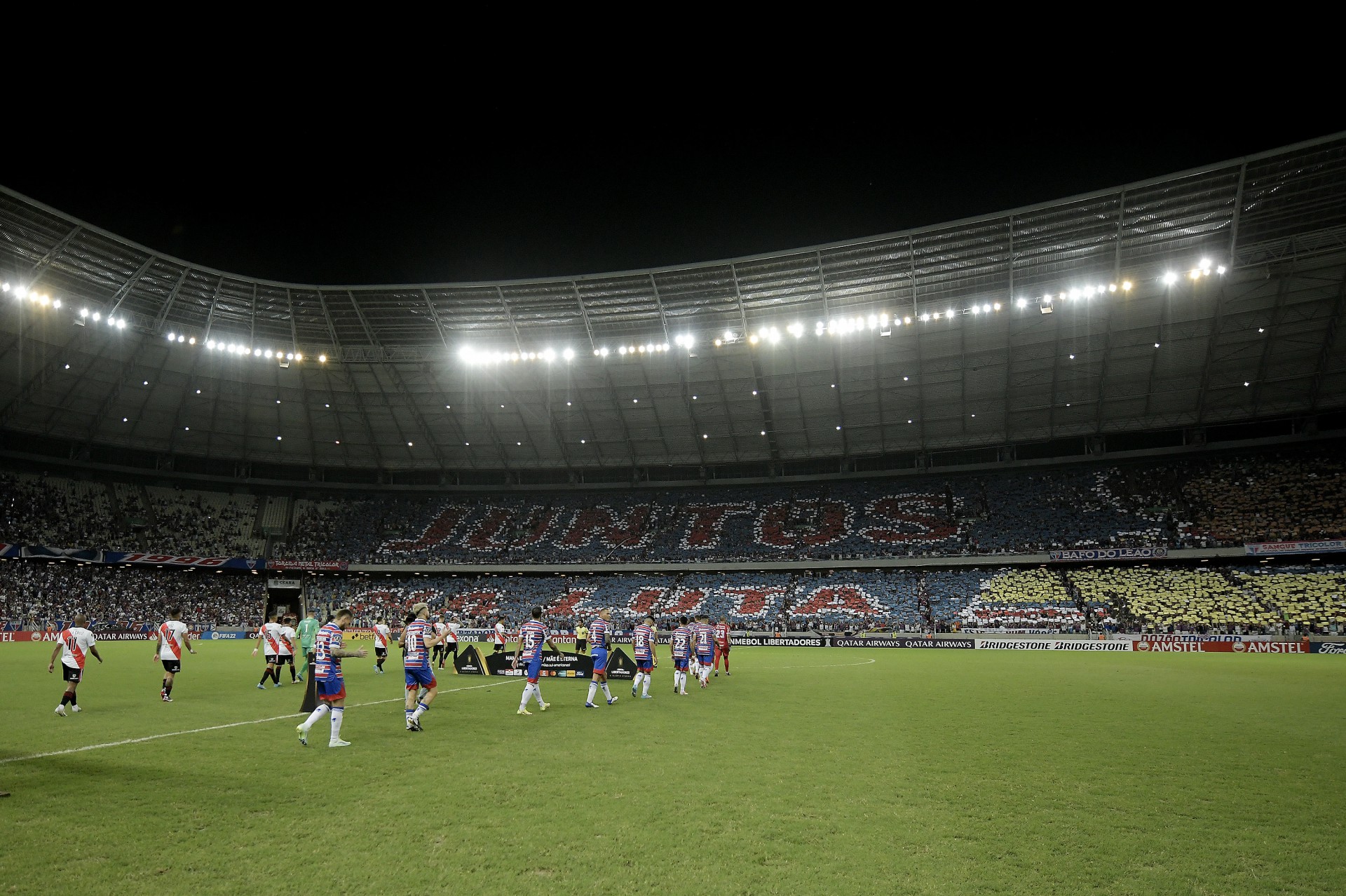 Mosaico realizado pela torcida tricolor diante do River Plate
 (Foto: Staff Images / CONMEBOL)