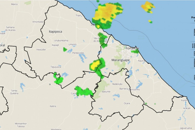 Faixa litorânea foi região do Ceará com mais chuvas na madrugada desta segunda-feira, 23; precipitação se concentrou no Litoral de Fortaleza e no Litoral do Pecém