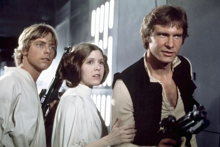 Mark Hamill, Carrie fisher e Harrison ford na saga Star Wars