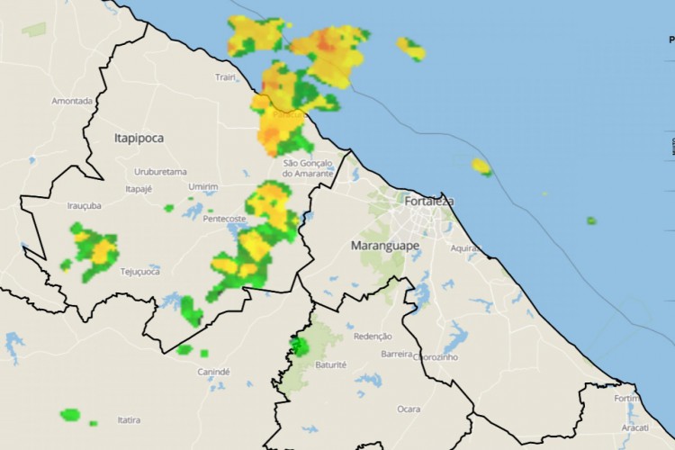 Litoral do Pecém foi macrorregião com mais chuvas no Ceará no começo desta sexta-feira, 27; Litoral Norte registrou precipitações no fim da madrugada