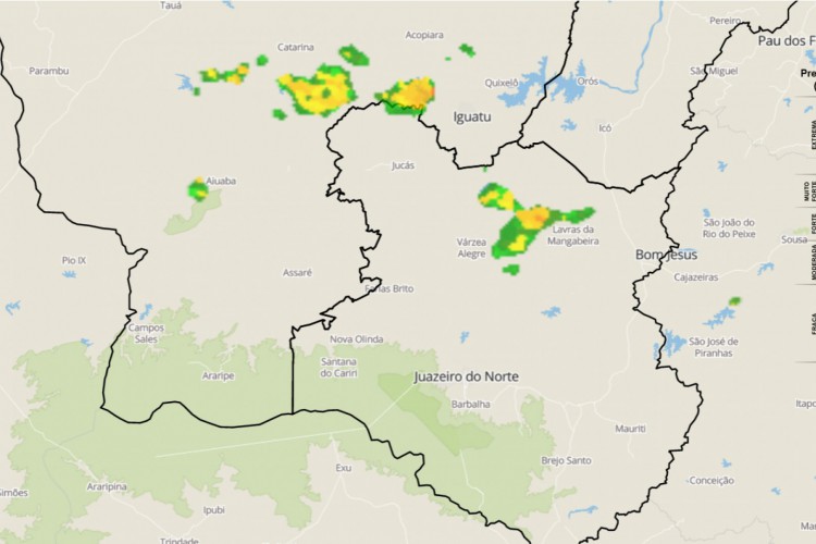 Apenas partes de Sertão Central e Inhamuns e do Cariri registraram chuva significativa na madrugada desta sexta-feira, 10