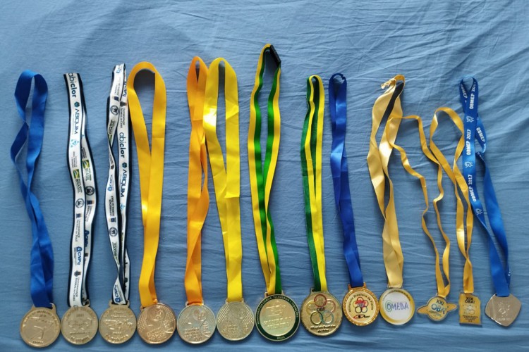 Medalhas do estudante Rafael Moreno Ribeiro, 17 anos.