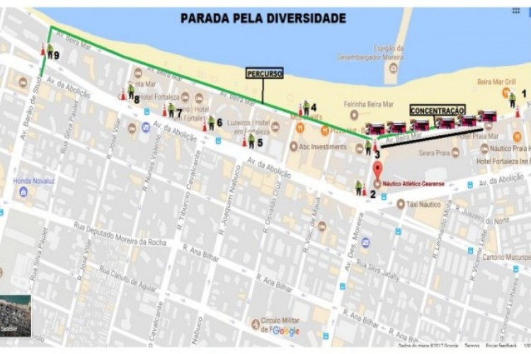 Trajeto da 21ª Parada pela Diversidade Sexual em Fortaleza