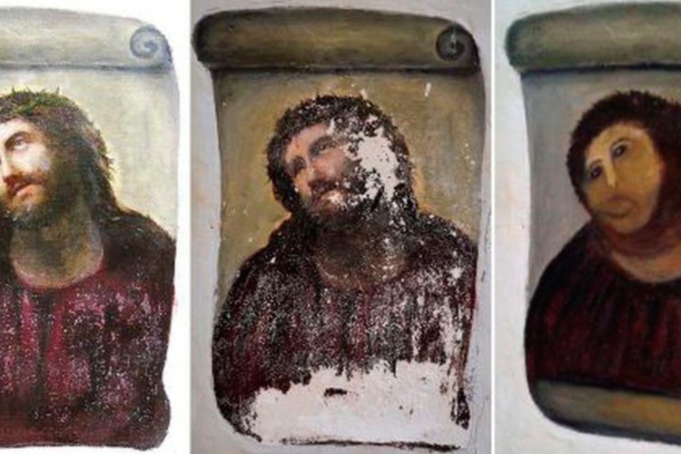 A pintura feita por Elías García Martínez, é uma reprodução de outros "Ecce Homo", ou Eis o Homem, palavras atribuídas a Pôncio Pilatos ao apresentar Jesus Cristo aos judeus, segundo o evangelho.  