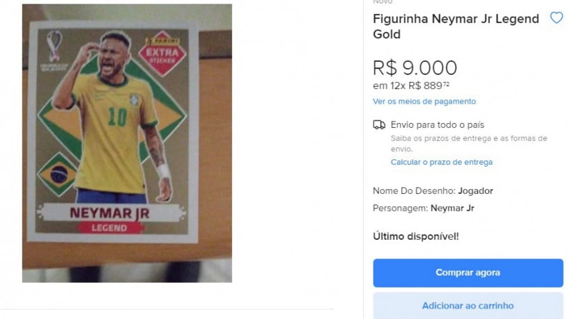 Álbum da Copa do Mundo: figurinha rara de Neymar chega a valer R$ 9 mil