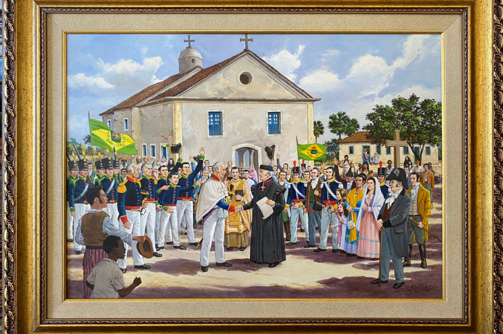 Pintura a óleo de Rodval Matias representando a aclamação de Dom Pedro I como imperador do Brasil, em Fortaleza, no dia 24 de novembro de 1822(Foto: Acervo pessoal/Licinio Nunes )
