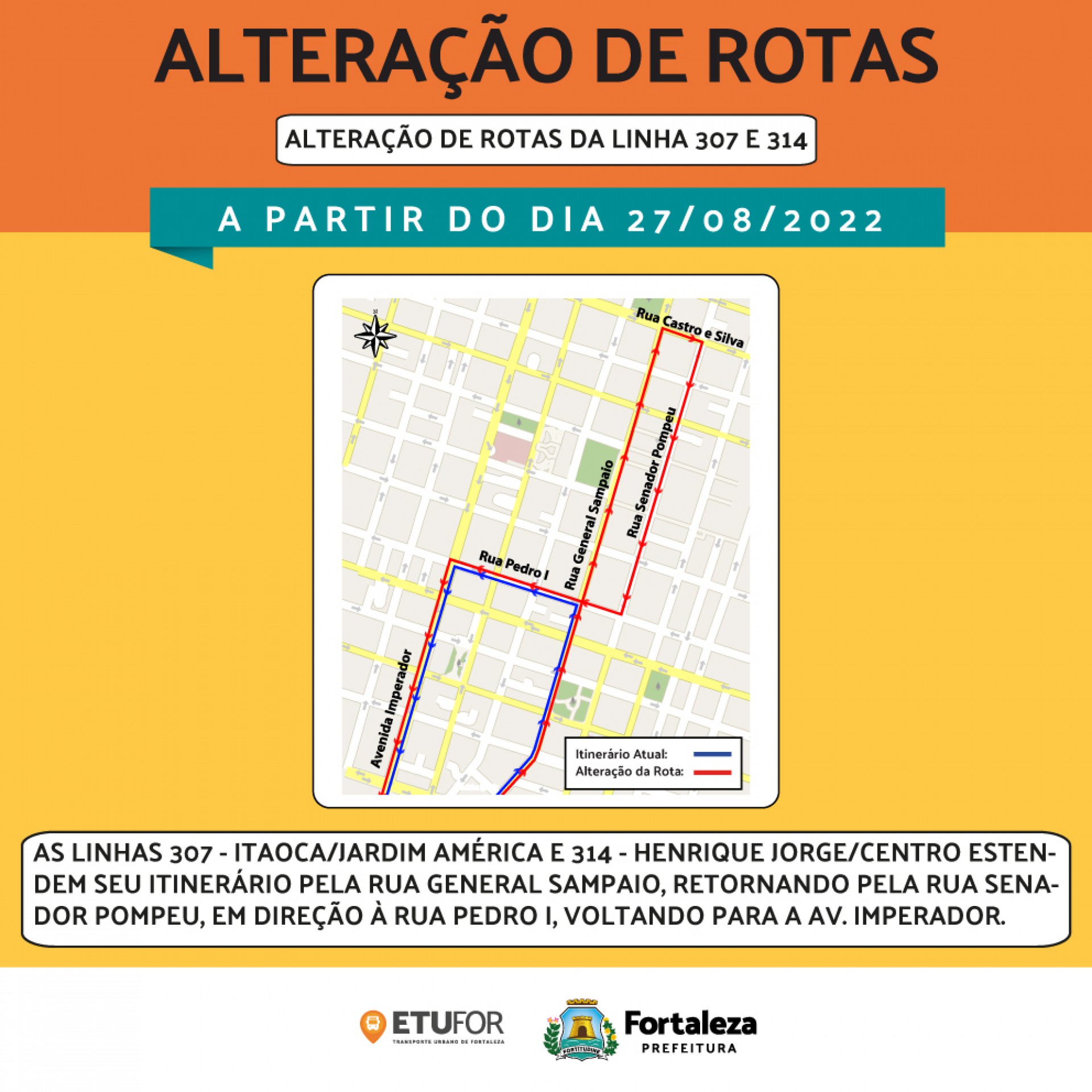Altera&ccedil;&atilde;o de rota das linhas 307 e 314