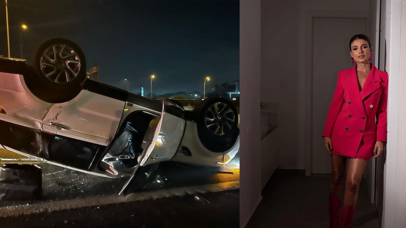 Paula Fernandes  mostrou seu carro capotado após acidente, em publicação nas redes sociais nes...