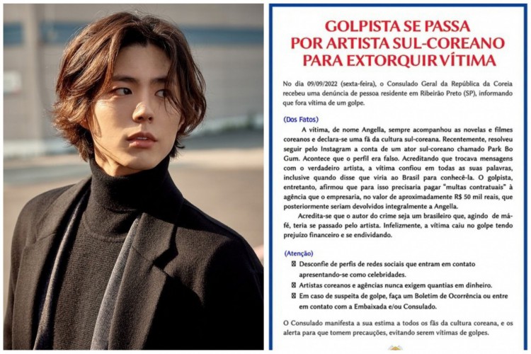 O Consulado-Geral da Coreia do Sul em São Paulo divulgou em nota o caso do golpista que se passava por ator sul-coreano