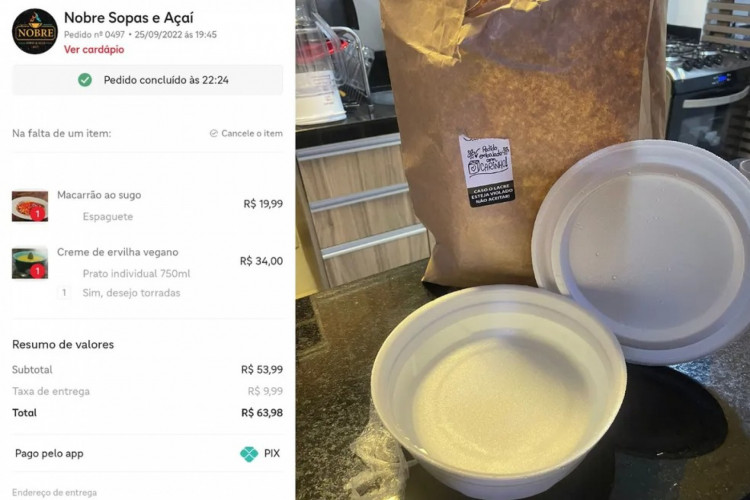 Foto do pedido recebido pela auxiliar de enfermagem 