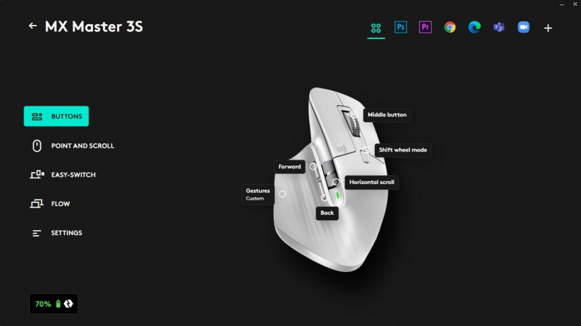 Programa Logi Options+ permite personalizar o mouse sem fio Logitech MX Master 3S