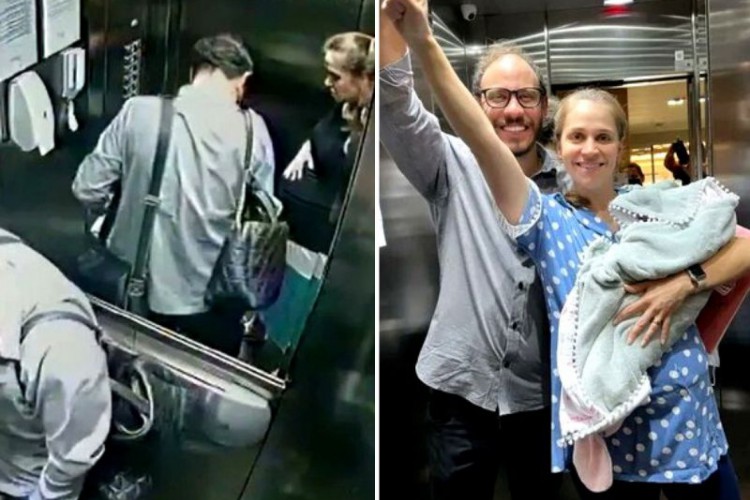 A bebê Júlia não quis esperar e decidiu vir ao mundo dentro do elevador do prédio onde a família mora