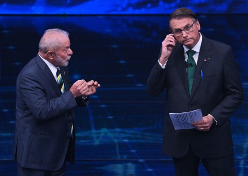 Lula e Bolsonaro em debate nas eleições de 2022