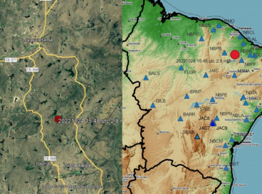 Um terremoto de magnitude 2.8 foi registrado no município de Jaguaretama, a 245 quilômetros de Fortaleza, na manhã desta segunda-feira, 24 