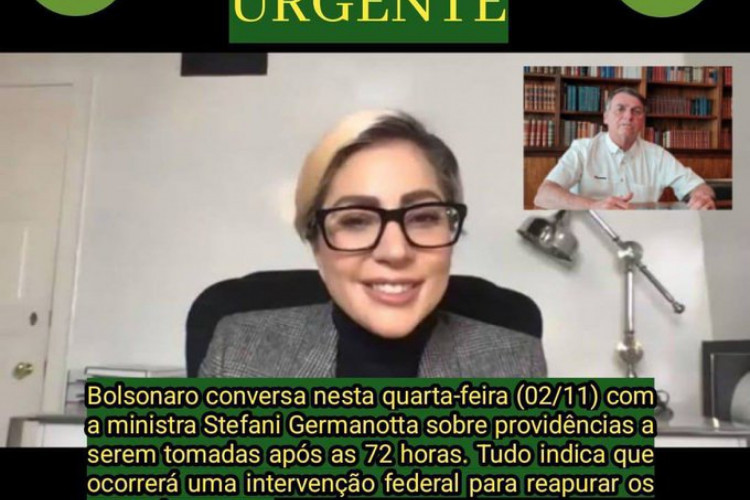 ￼Montagem feita por grupos bolsonaristas com a cantora Lady Gaga