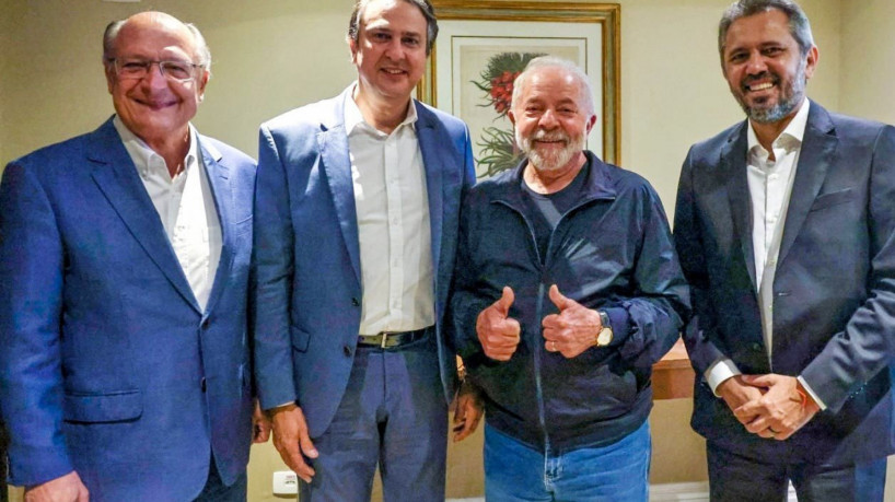 Geraldo Alckmin (PSB), Camilo Santana (PT), Lula (PT), Elmano de Freitas (PT)(foto: Reprodução/...