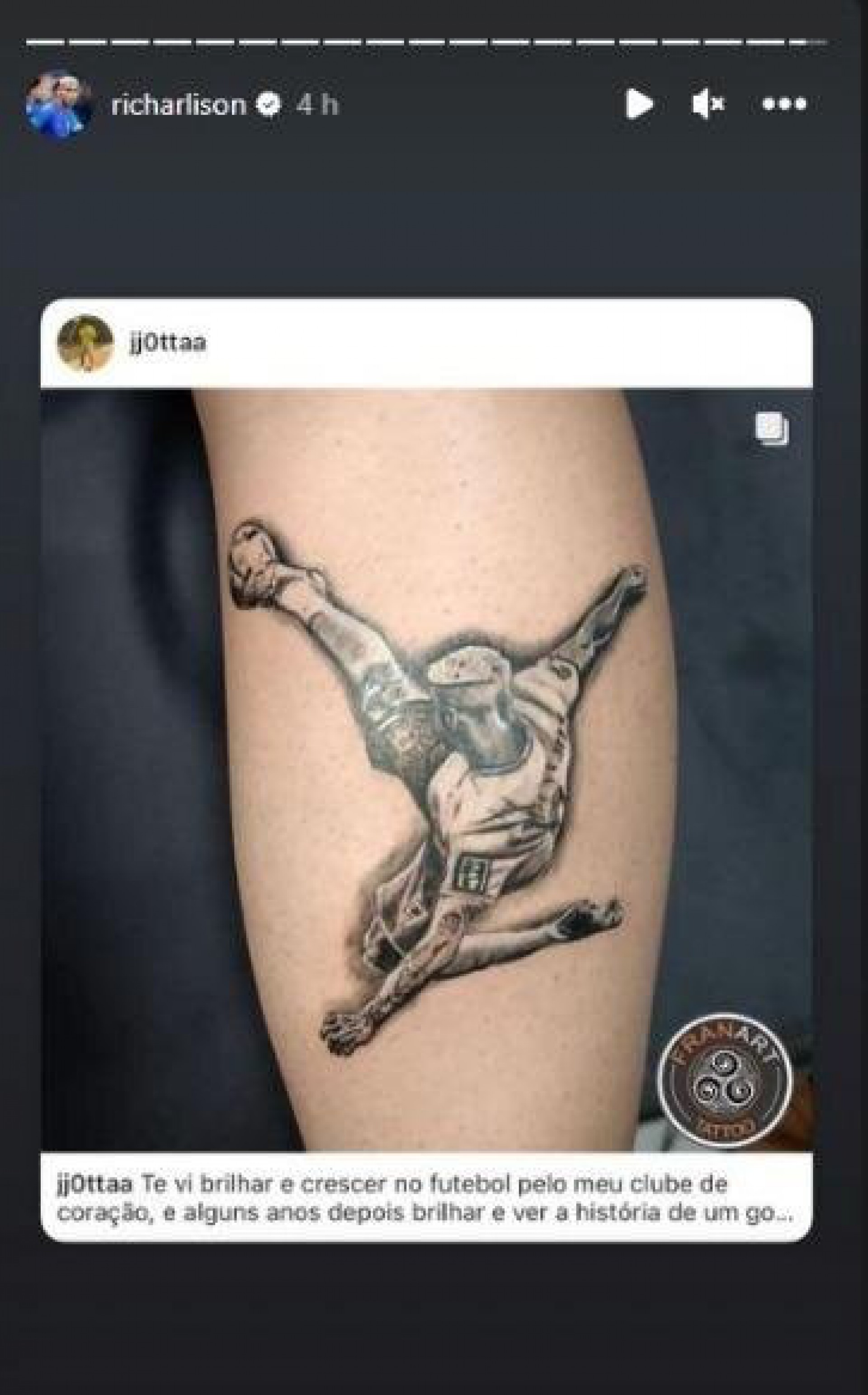 Repostagem de Richarlison ocorreu nesta sexta-feira, 25(Foto: Instagram/Reprodução)