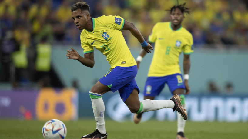 Atacante Rodrygo no jogo Brasil x Suíça, no Estádio 974, pela Copa do Mundo 2022