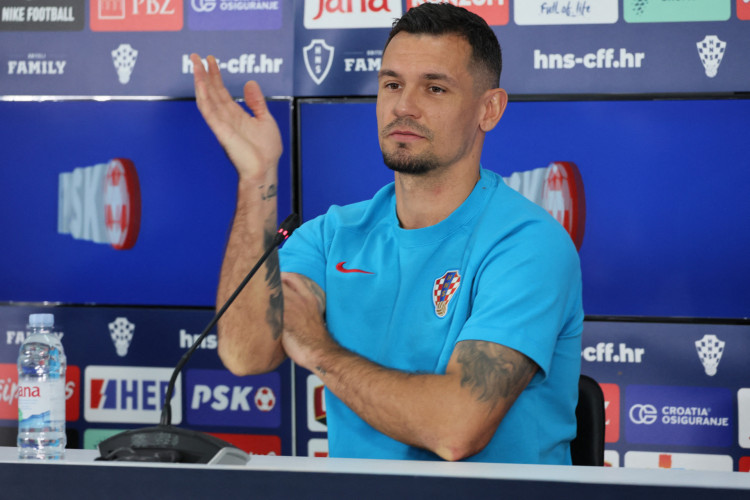 Croatia's defender Dejan Lovren gives a press conference at the Al Erssal Training Site 3 in Doha on December 7, 2022, during the Qatar 2022 World Cup football tournament. Croatia and Brazil will meet in one of the Qatar 2022 World Cup quarter-finals on December 9. 