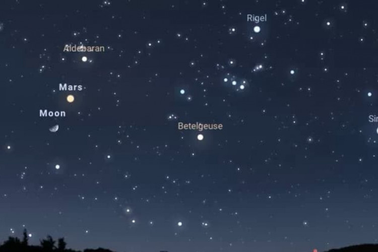 Em alguns locais, Marte será ocultado pela lua - como em um eclipse - ao passar por trás dela